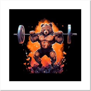bear lifting weight Posters and Art